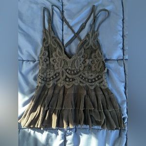 VIRAL Francesca’s Boutique Black Lace Tank Top